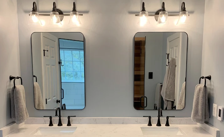 twin mirrors in bathroom
